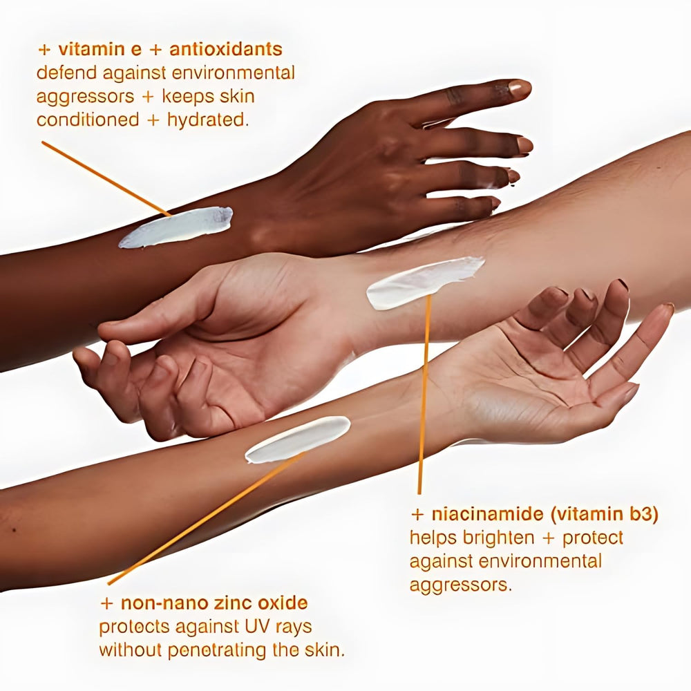 MALIN+GOETZ applied on hand to show blendability and minimal white cast benefit