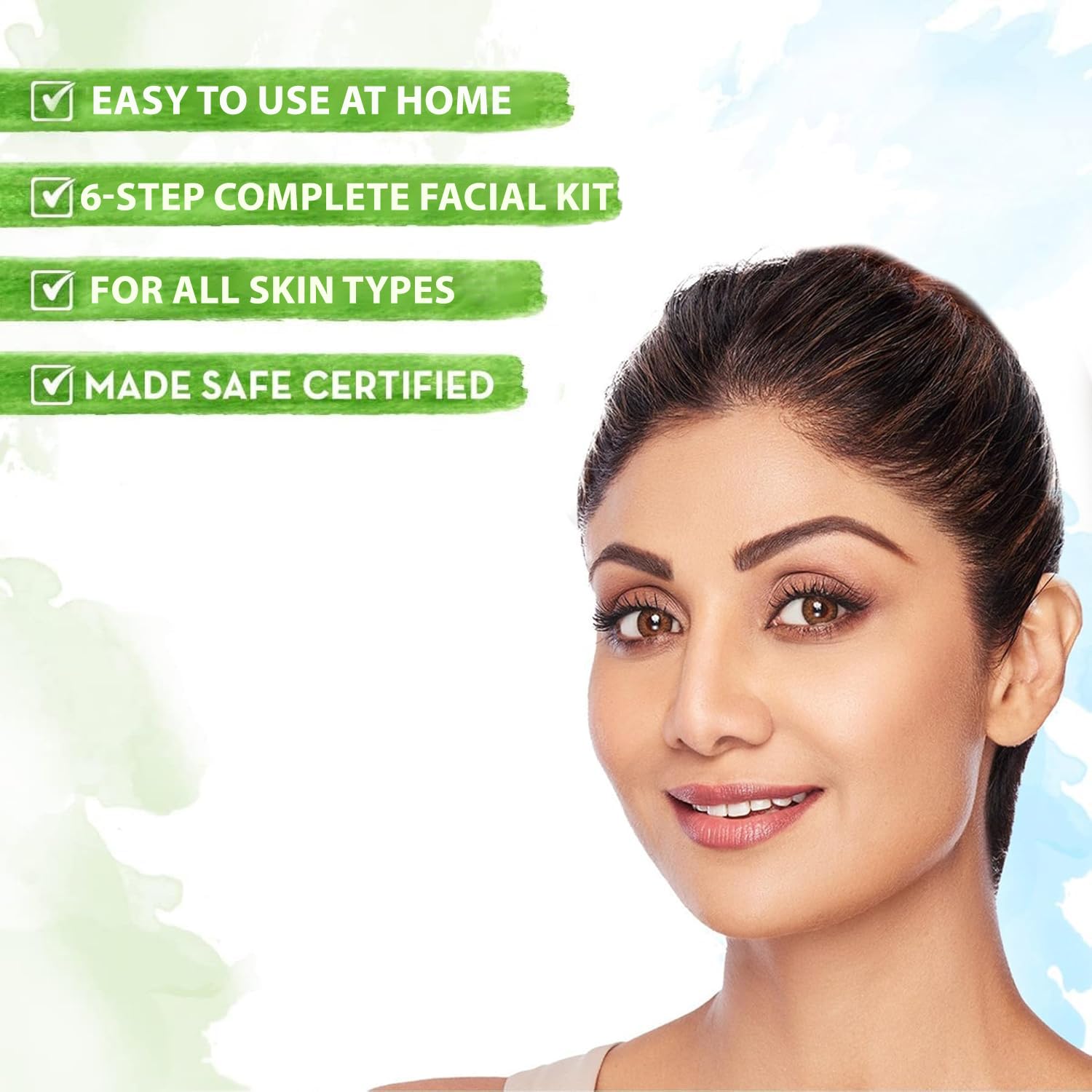 Mamaearth facial kit application showing product in hand for easy use