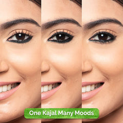MAMAEARTH kajal applied on eye demonstrating bold definition benefit