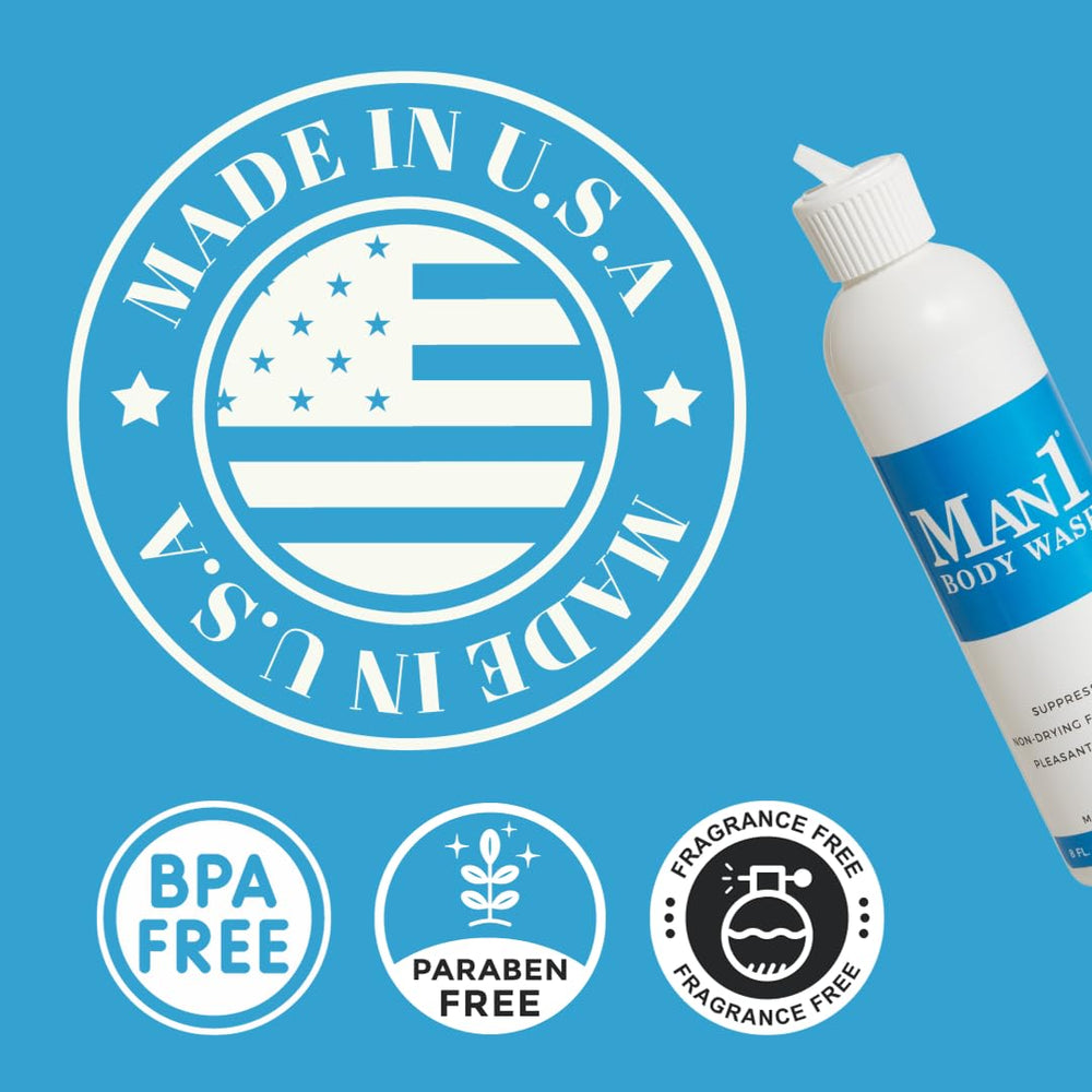 Man1 body wash being used in shower for targeted intimate cleansing