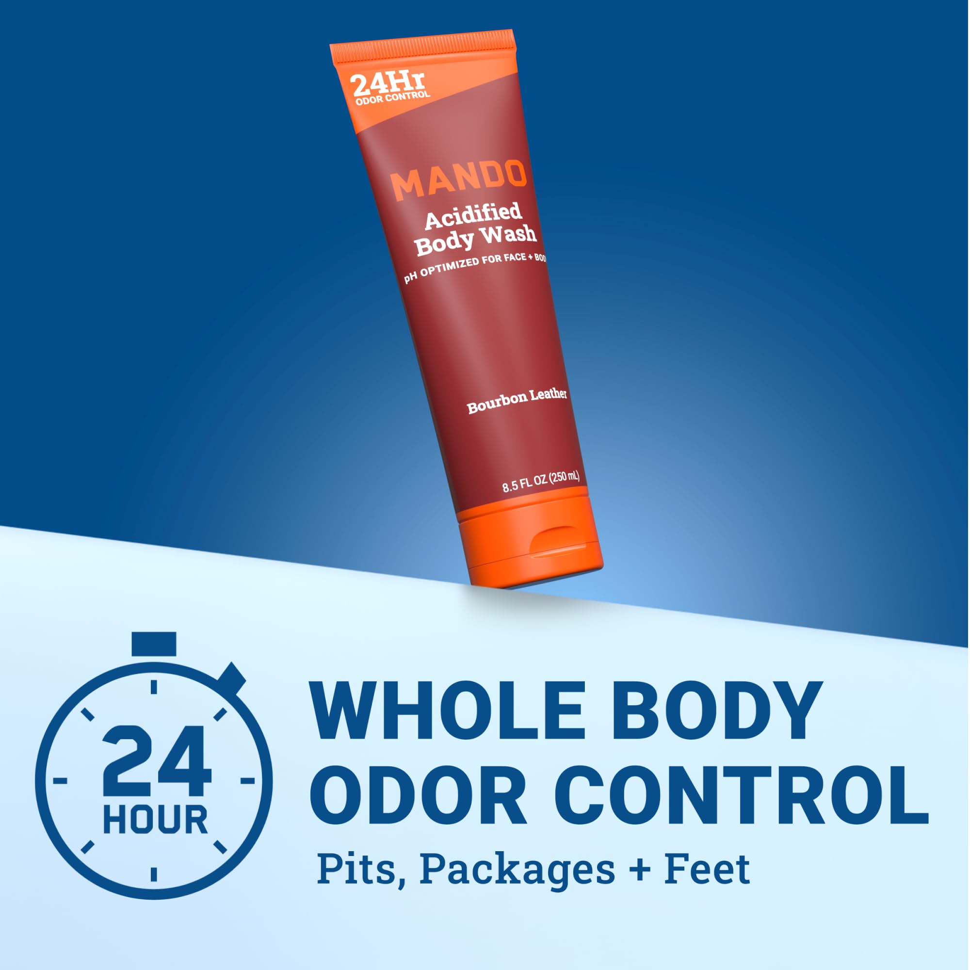 Mando body wash dispensing texture highlights gentle, effective cleansing