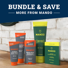 Mando wash with deodorant wipes flatlay showing complete routine