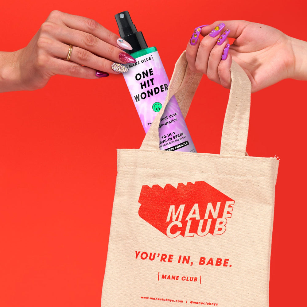 MANE CLUB bottle beside a ruler for accurate size scale and travel-friendly benefit