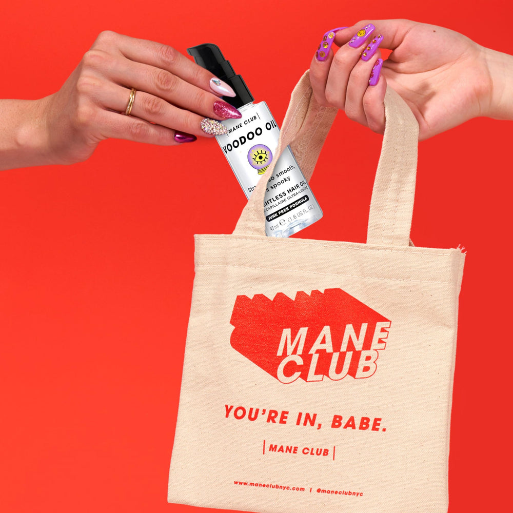 MANE CLUB lifestyle on bathroom shelf showing elegant scent and routine fit