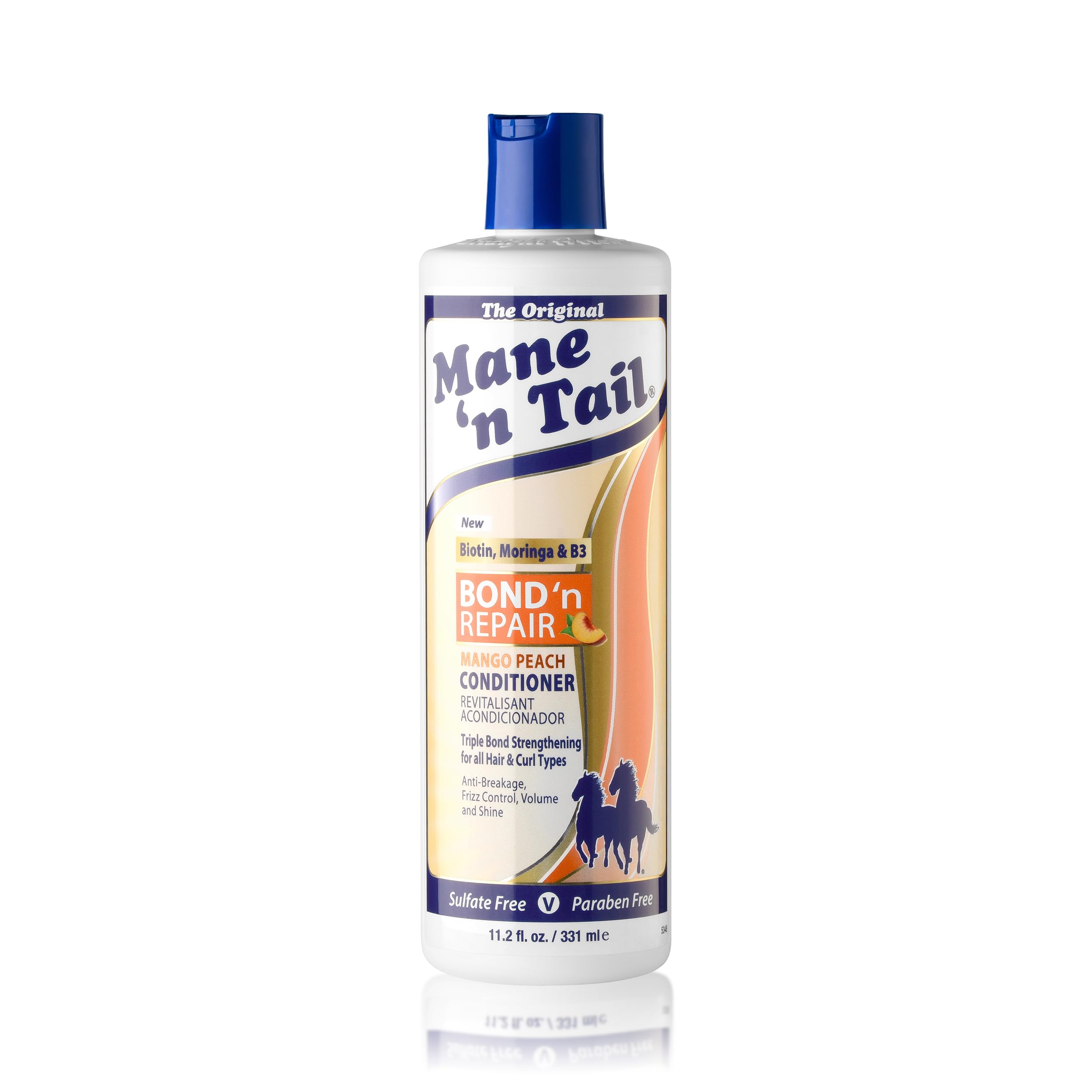 Mane 'n Tail front bottle view showing label and Mango Peach scent benefit