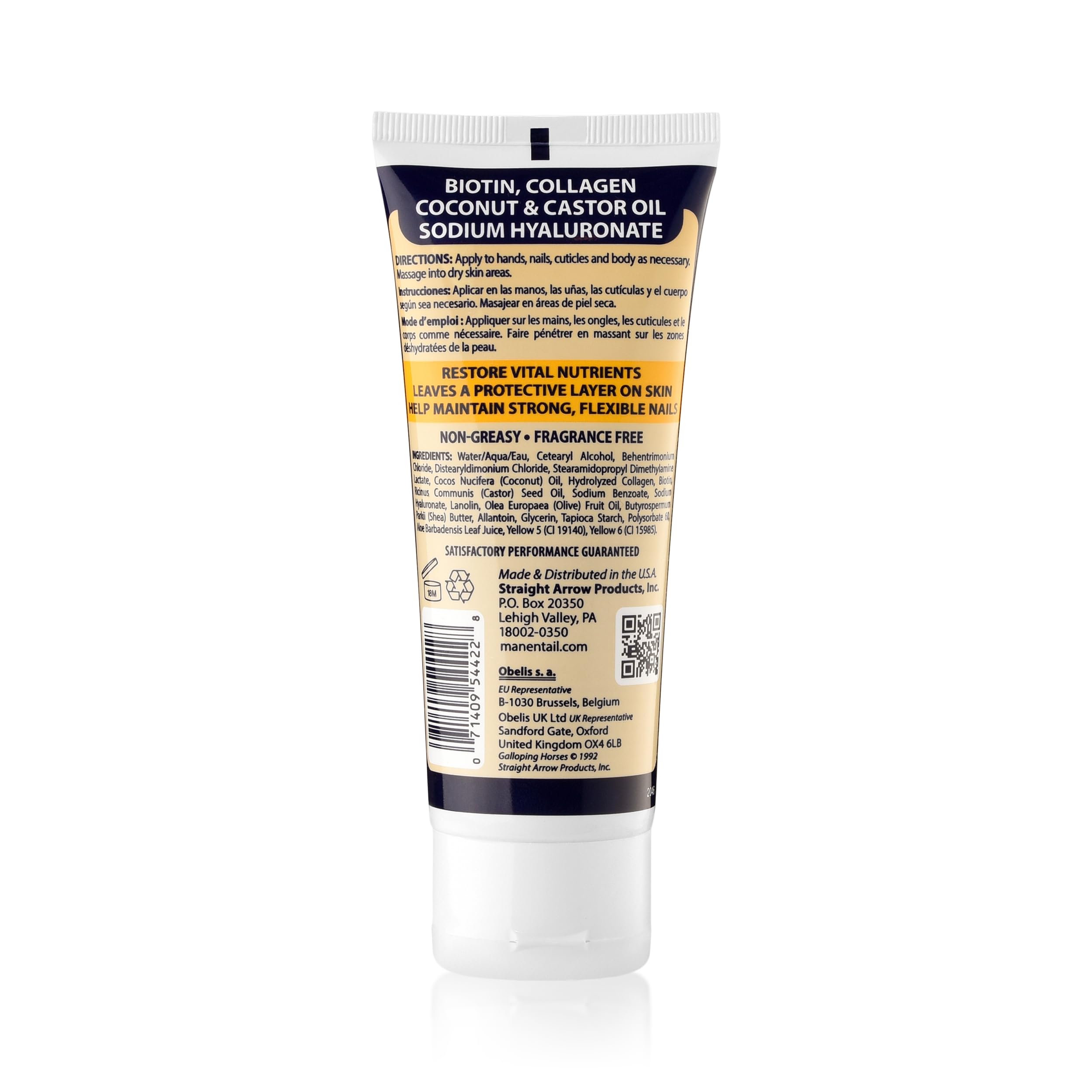 Mane 'n Tail cream applied to hands demonstrating quick absorption benefit