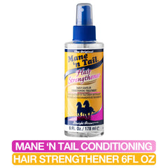 Mane 'n Tail 6 oz bottle held in hand showing compact size and travel-friendly convenience