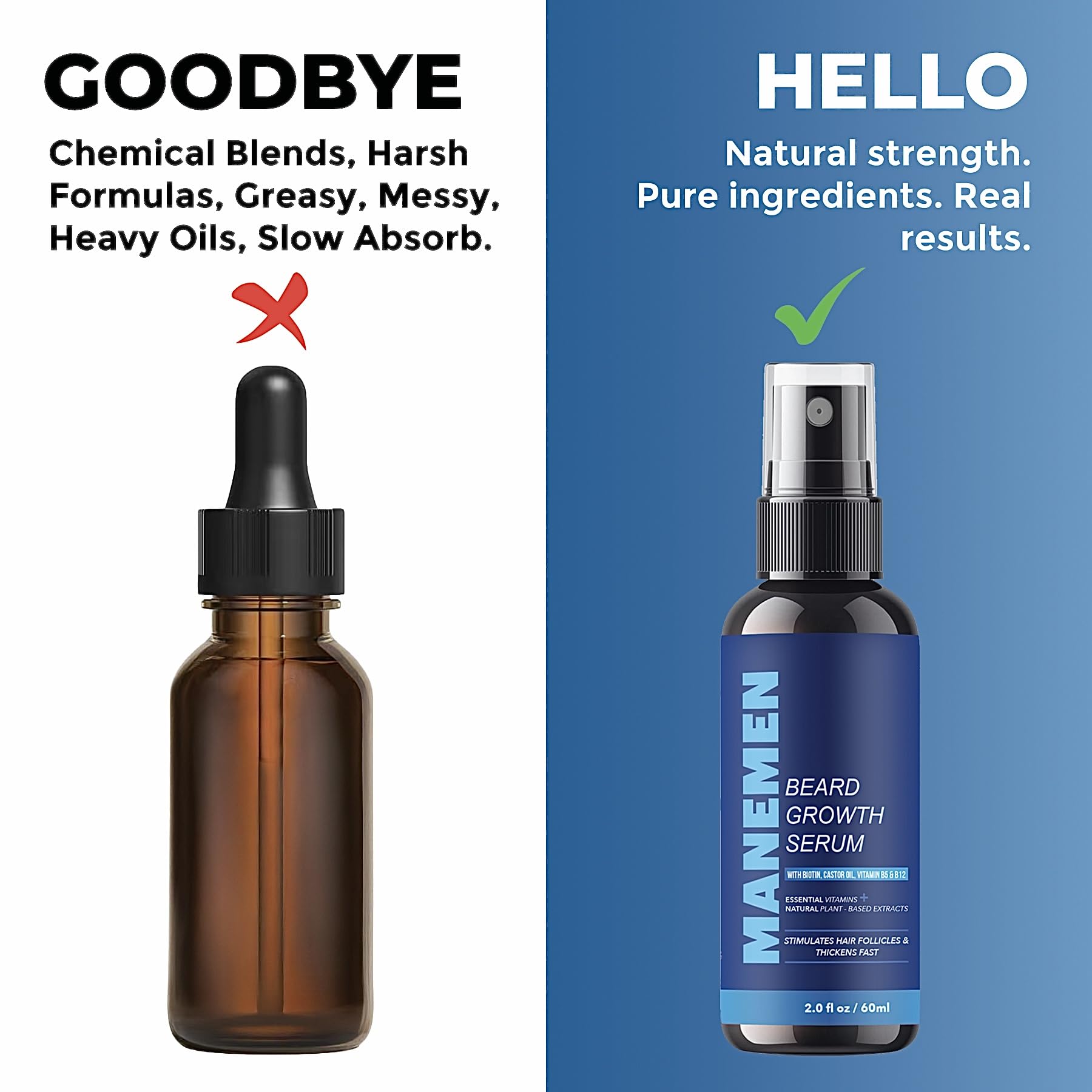 MANEMEN bottle in hand for scale, compact travel-friendly grooming benefit
