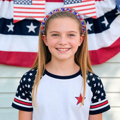 Mangoit headband worn at parade demonstrating patriotic style and hands-free convenience