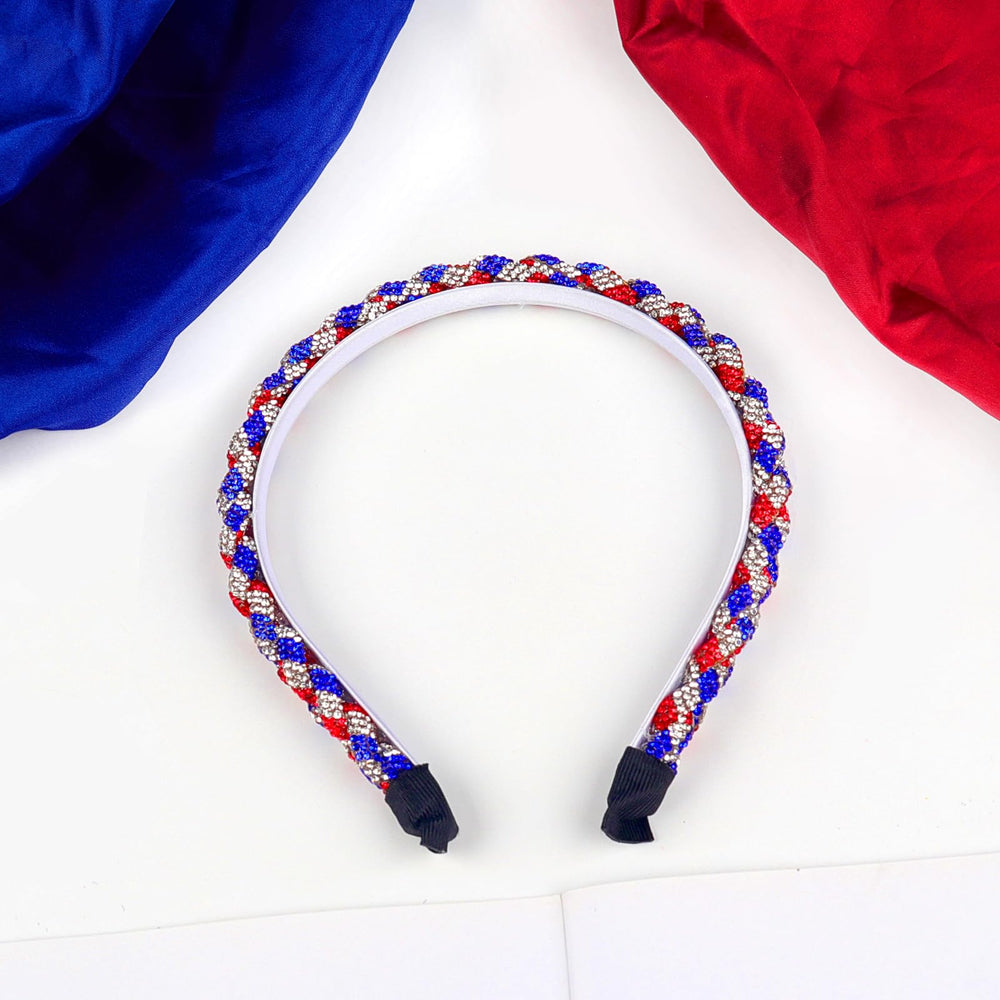 Mangoit headband in party scene showing festive flair and outfit-enhancing sparkle