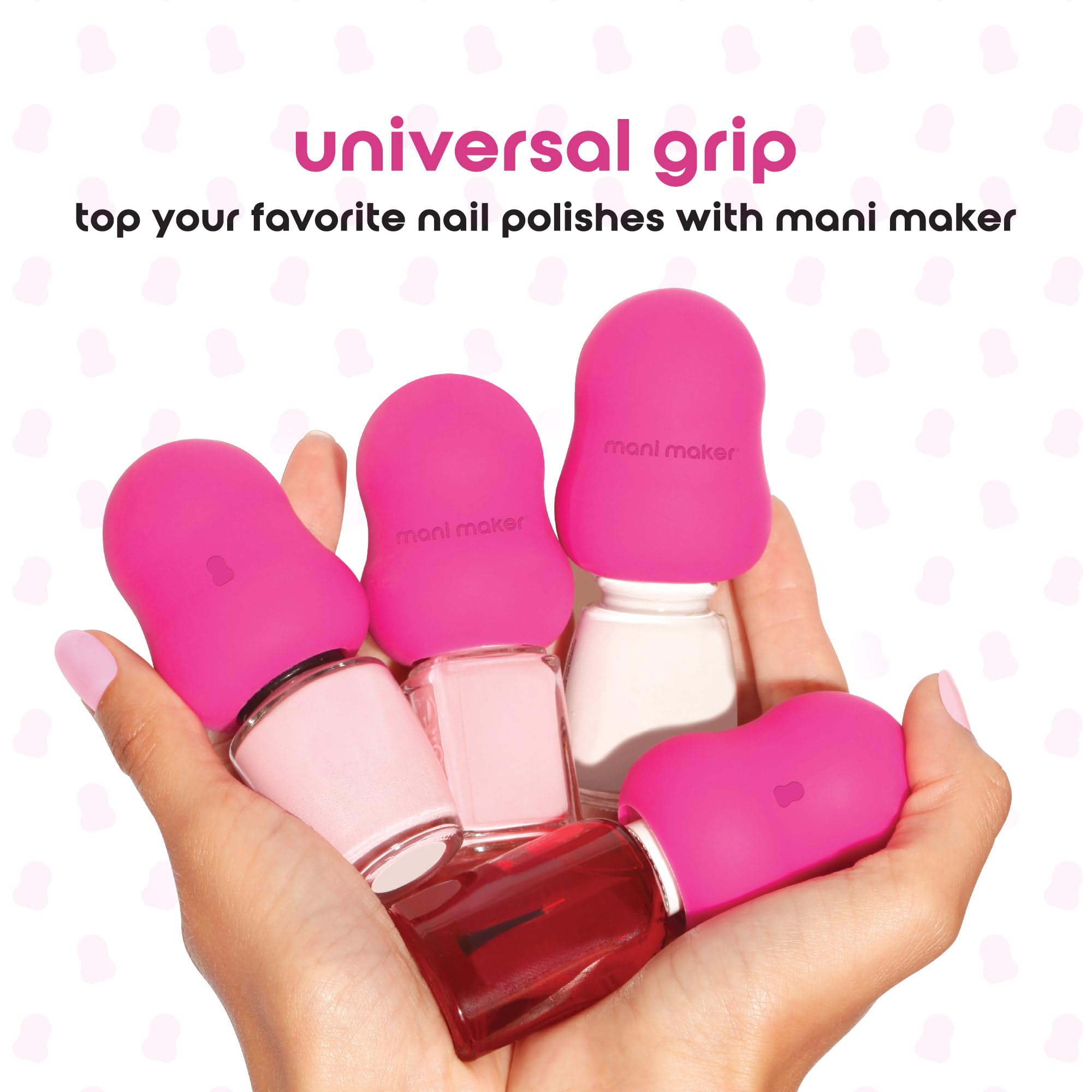Four Mani Maker colors lined up showing fuchsia option and style choice