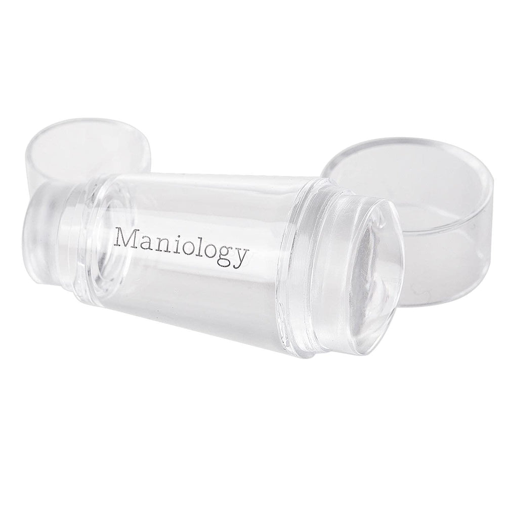 Maniology close-up of clear silicone stamping head highlighting see-through alignment advantage