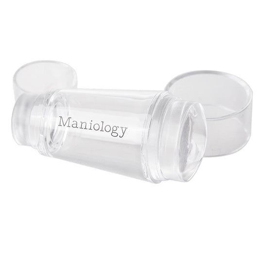 Maniology close-up of clear silicone stamping head highlighting see-through alignment advantage