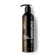 MANSCAPED aluminum bottle front view showing product and benefit of durable packaging