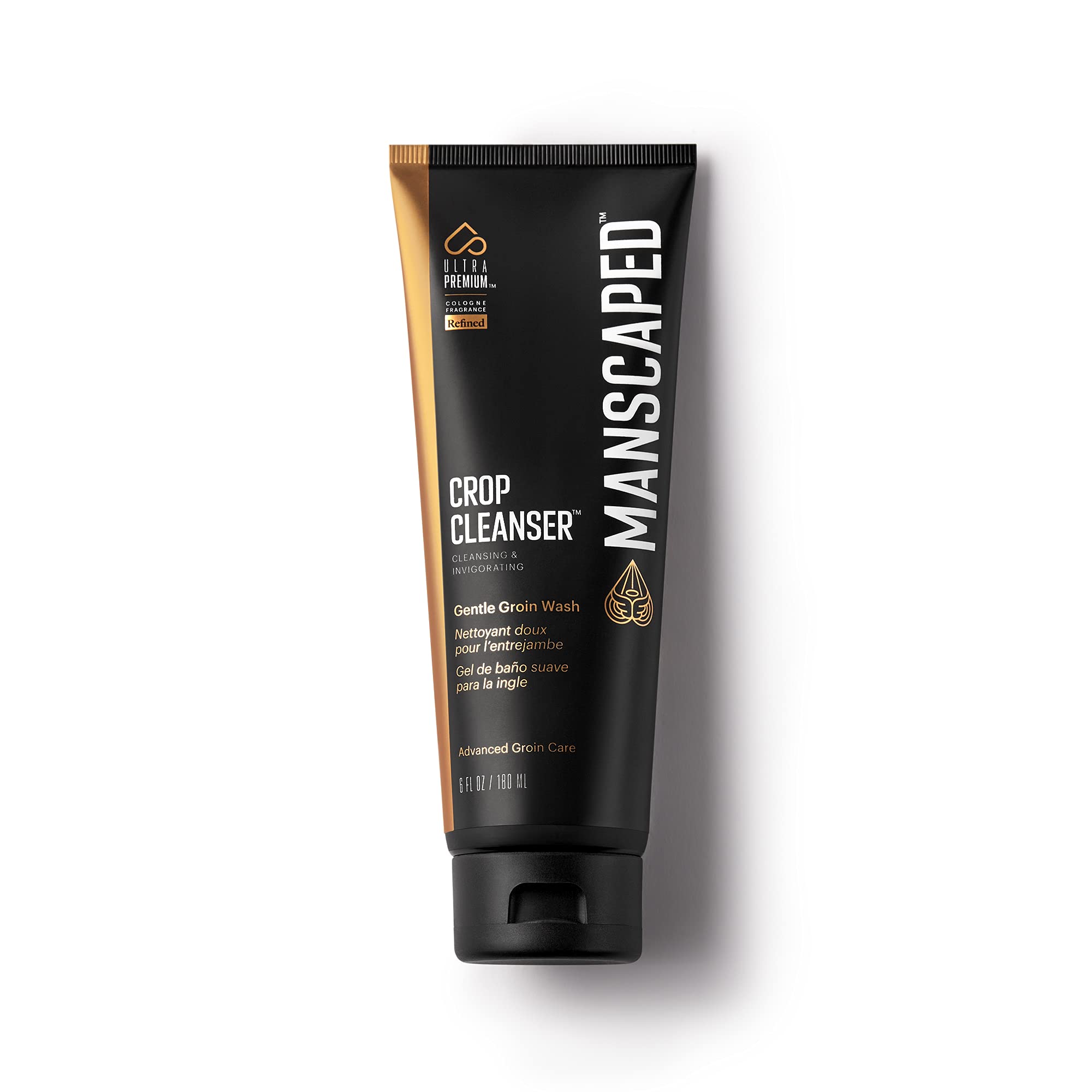 MANSCAPED Crop Cleanser front bottle showing branding and benefit