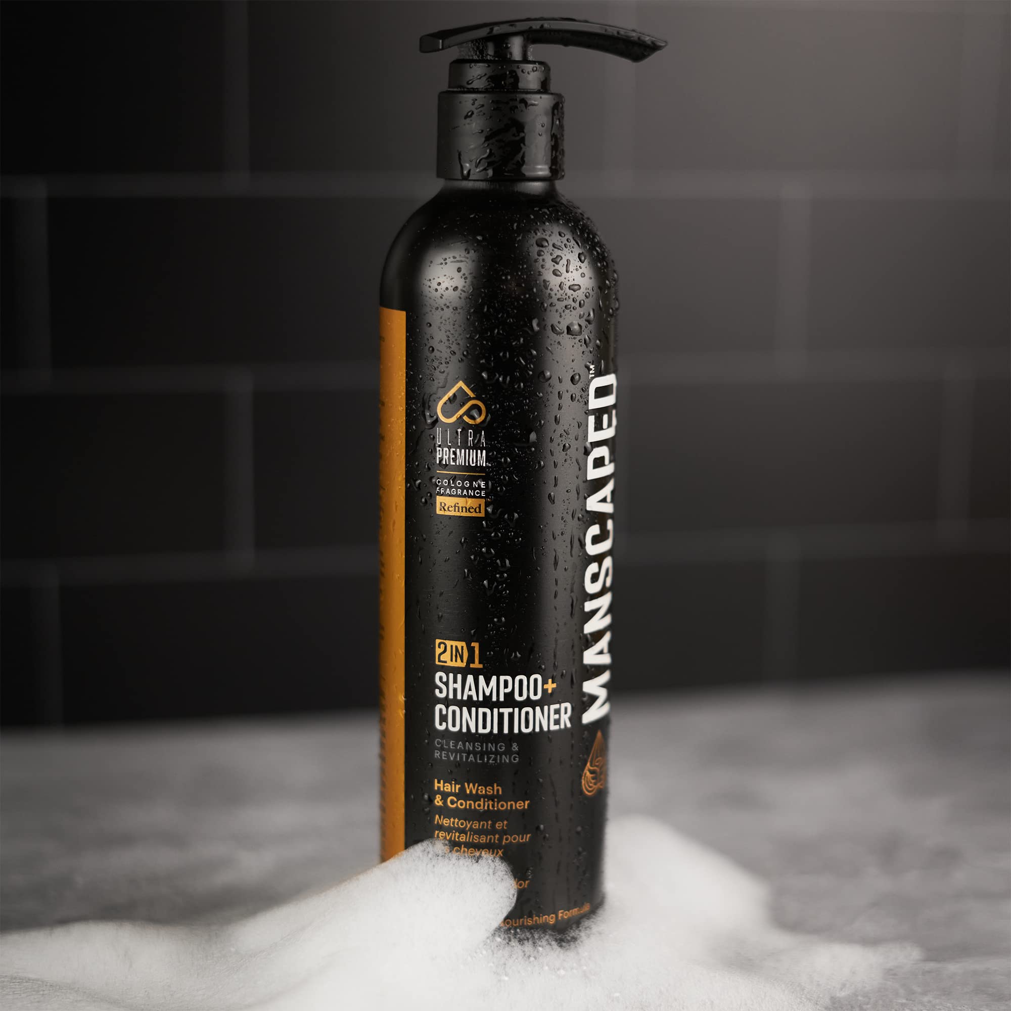 MANSCAPED bottle on bathroom counter in grooming scene signaling streamlined routine