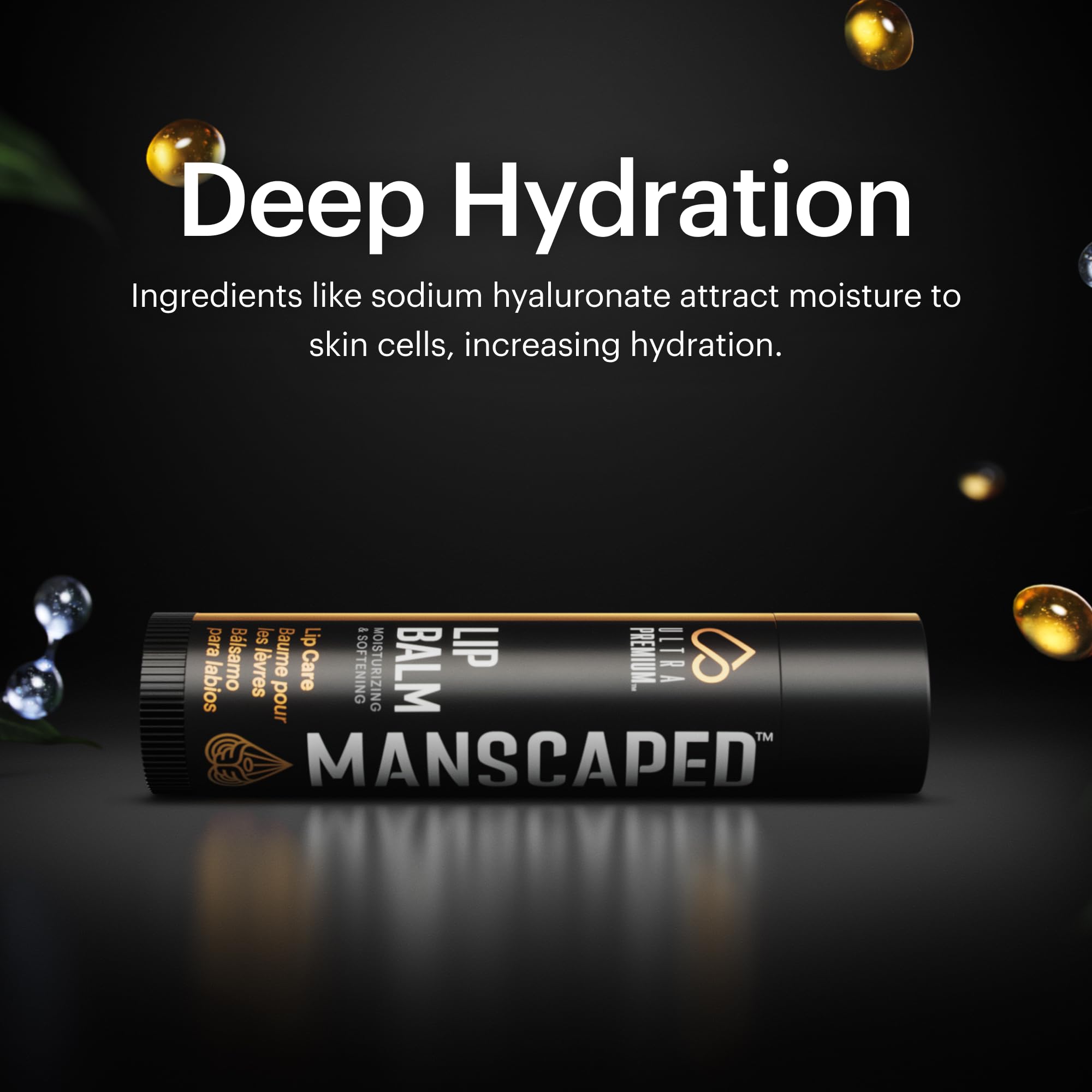 MANSCAPED twist-up stick open to reveal balm shape and convenient application benefit