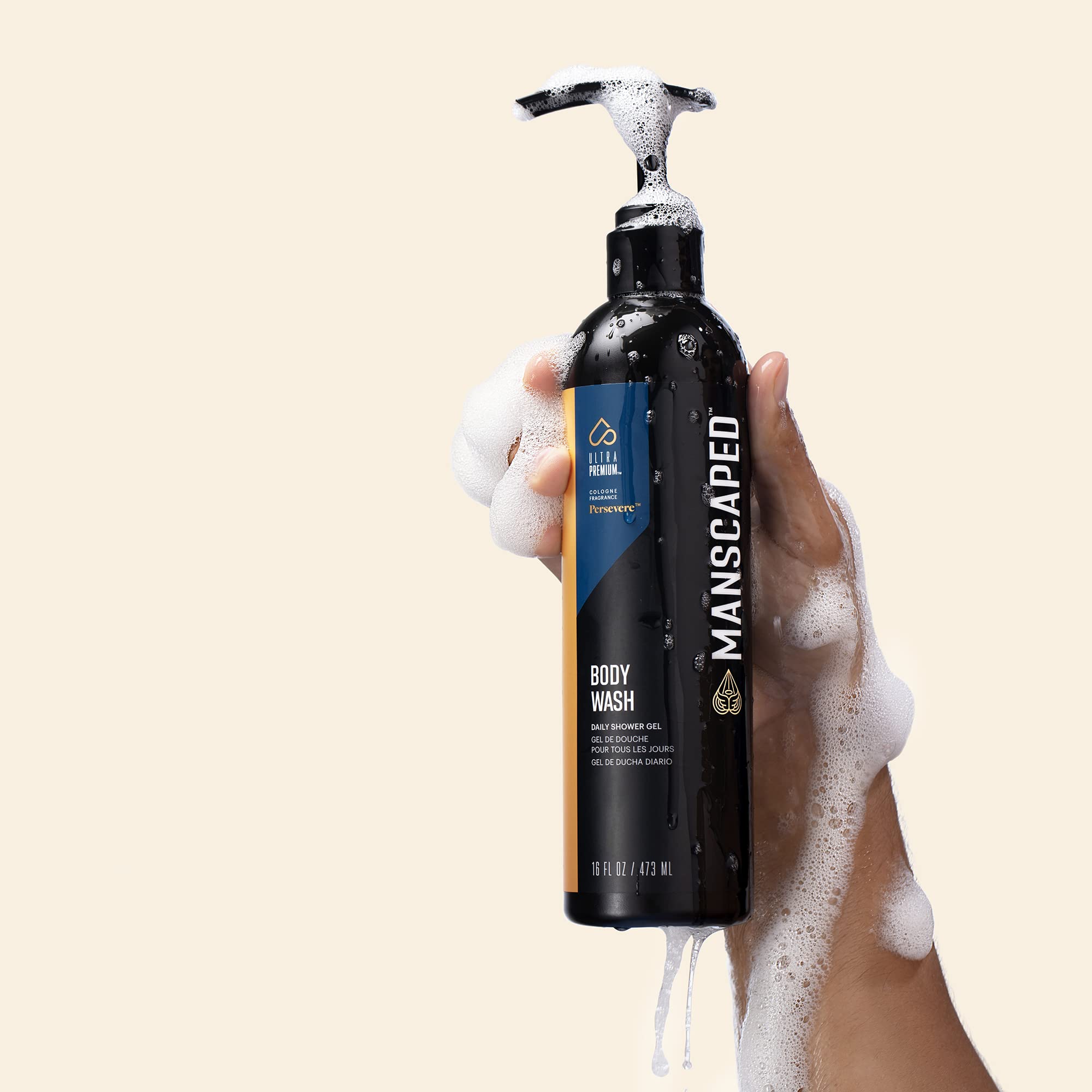 MANSCAPED close-up of product lather showing rich foam and effective cleansing action for skin