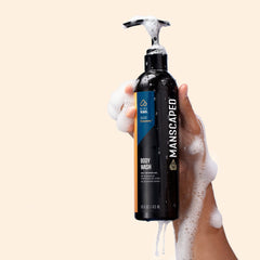MANSCAPED close-up of product lather showing rich foam and effective cleansing action for skin