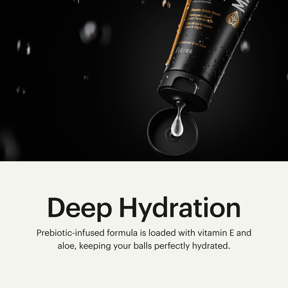 MANSCAPED dispensing cleanser onto washcloth for targeted cleaning