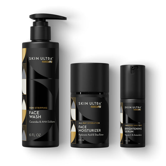 MANSCAPED front packaging showing the complete three-step regimen for convenience