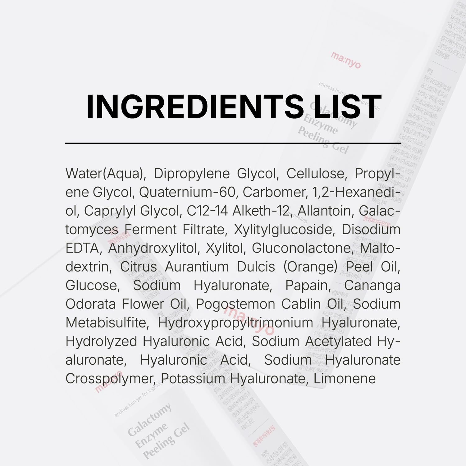 ma:nyo label and directions close-up showing usage steps and ingredient focus