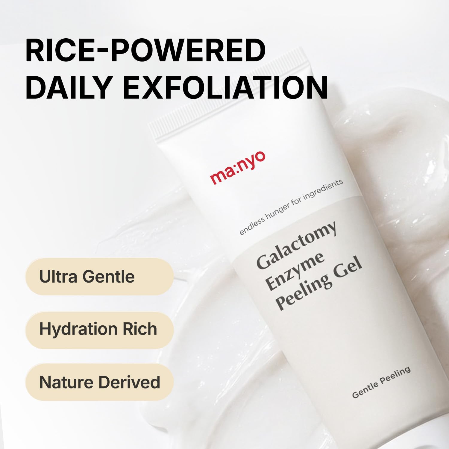 ma:nyo tube texture close-up highlighting smooth gel consistency and benefit