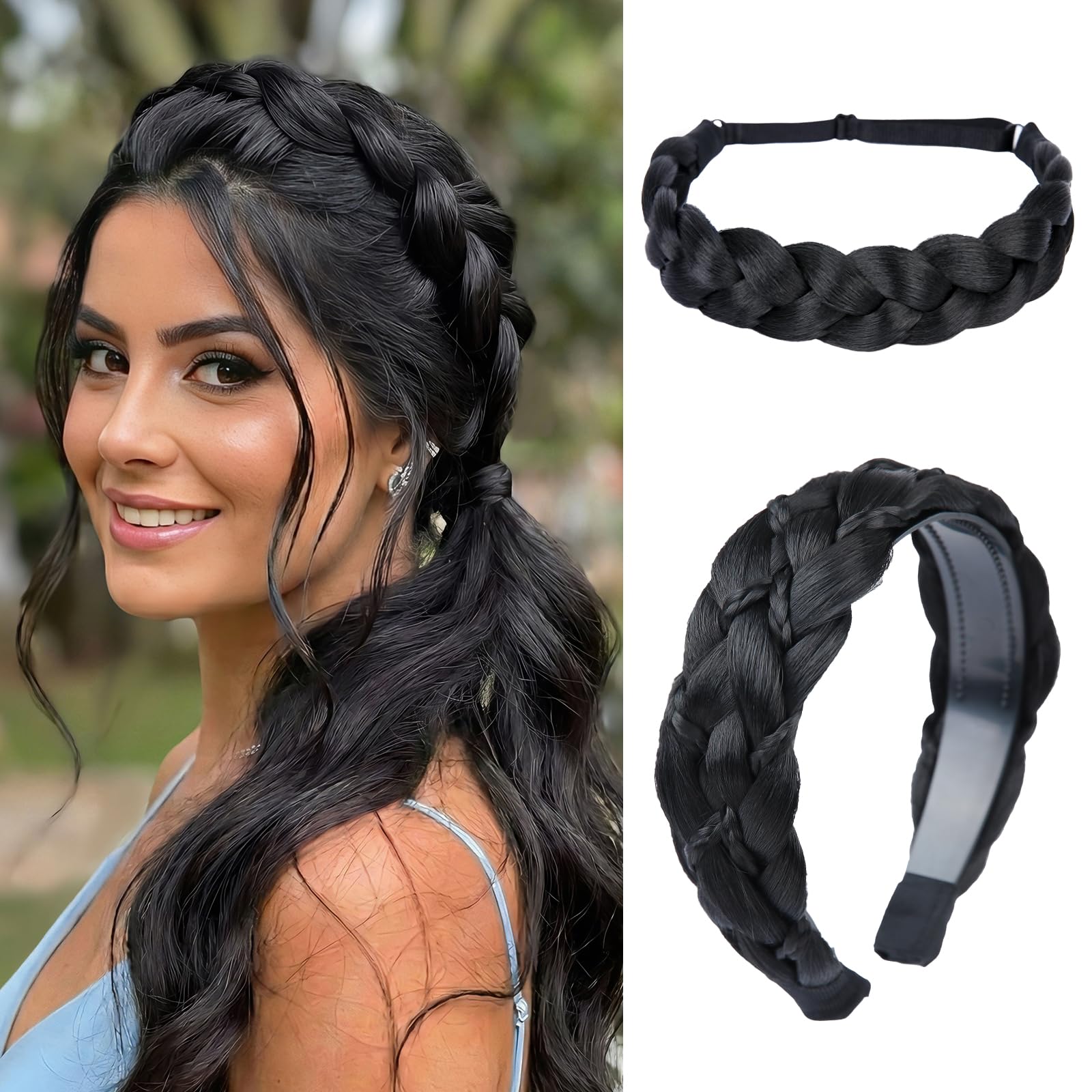MaopaoBeauty braided headband front packaging shows set and quick styling benefit