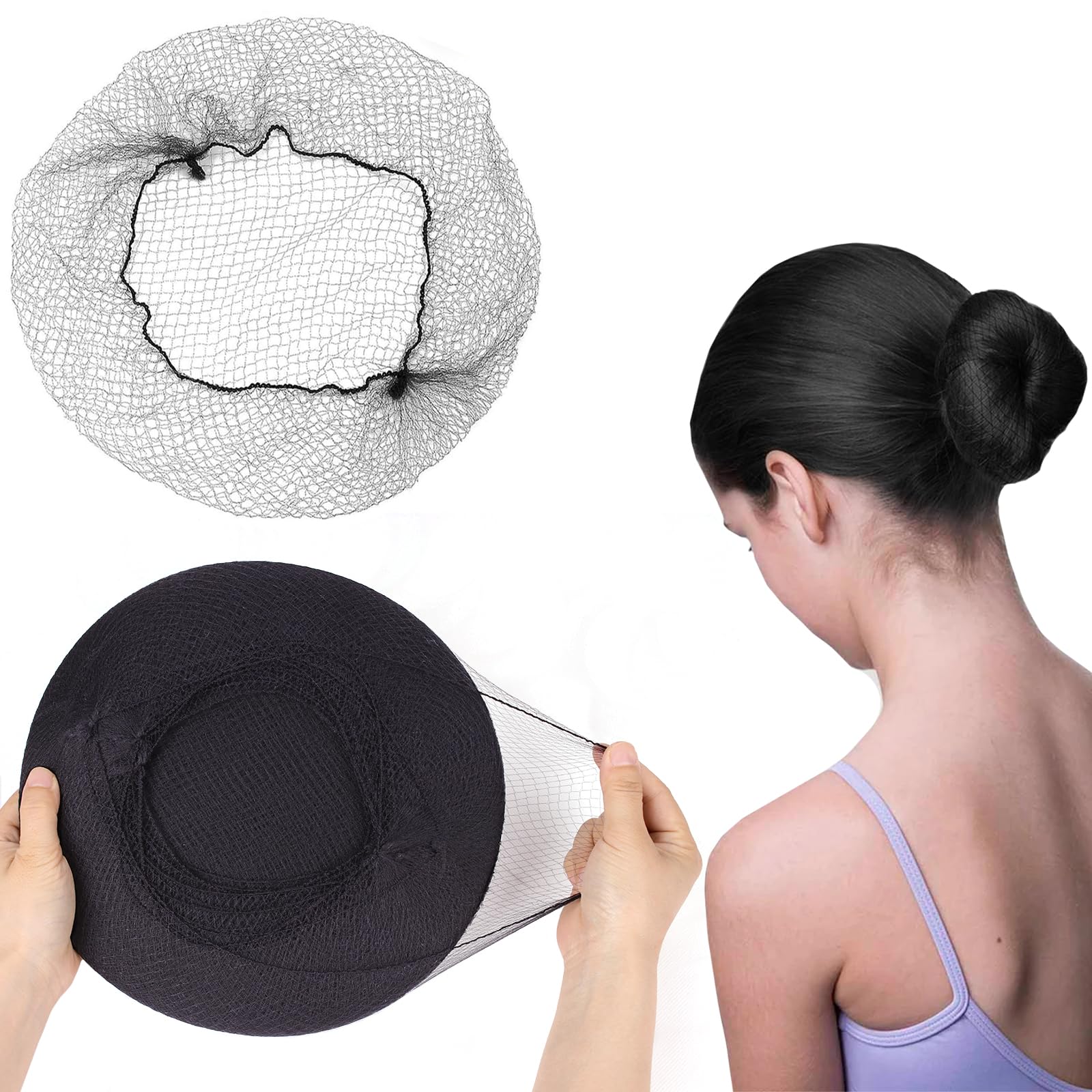 MaopaoBeauty front packaging showing 144 black hair nets for bulk use