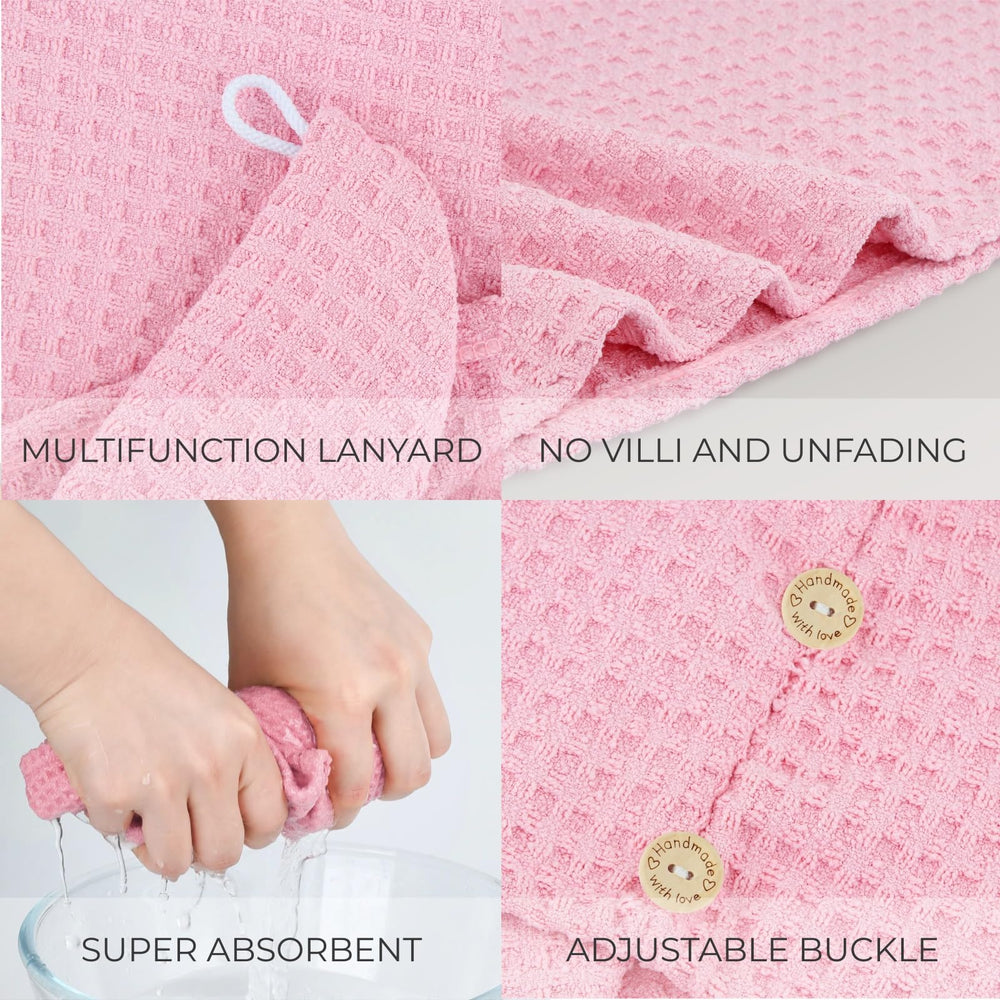 MaopaoBeauty towel wrap on curly hair for secure hands-free drying