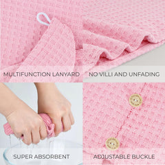 MaopaoBeauty towel wrap on curly hair for secure hands-free drying