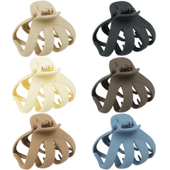 MAORULU front view of 6-pack big claw clips showing neutral colors and secure hold