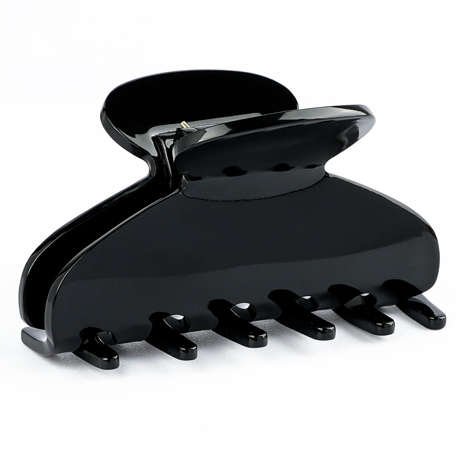 MAORULU front view of black acetate clip showing polished finish and elegant look