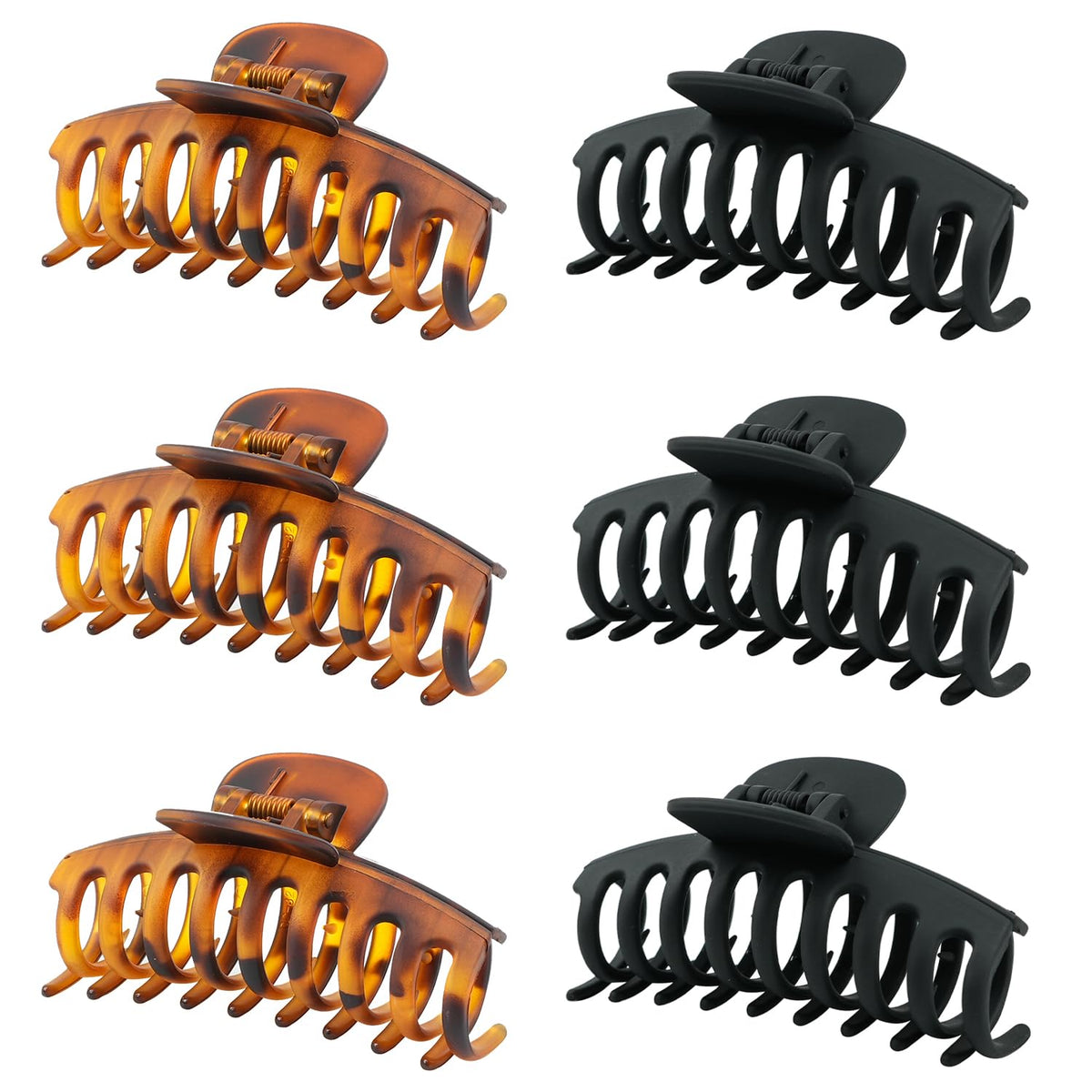 MAORULU front view of six matte jaw clips showing colors and compact pack benefit