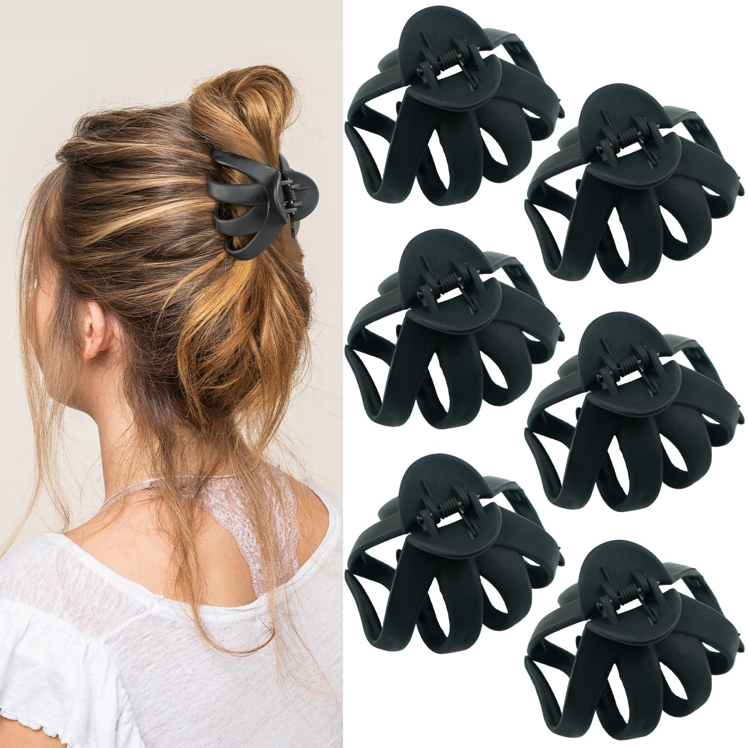 MAORULU front view black octopus clip showing compact shape and secure hold