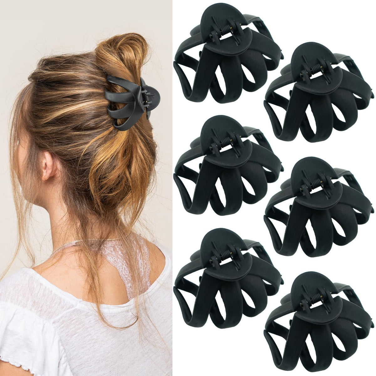 MAORULU front view black octopus clip showing compact shape and secure hold