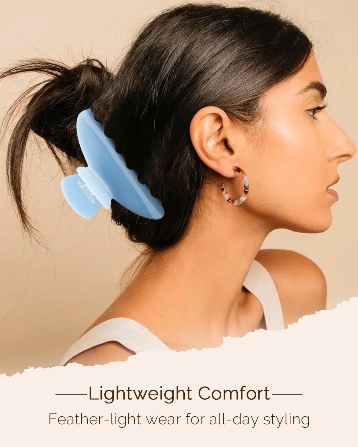MAORULU clip used in half-up hairstyle for comfortable all-day wear