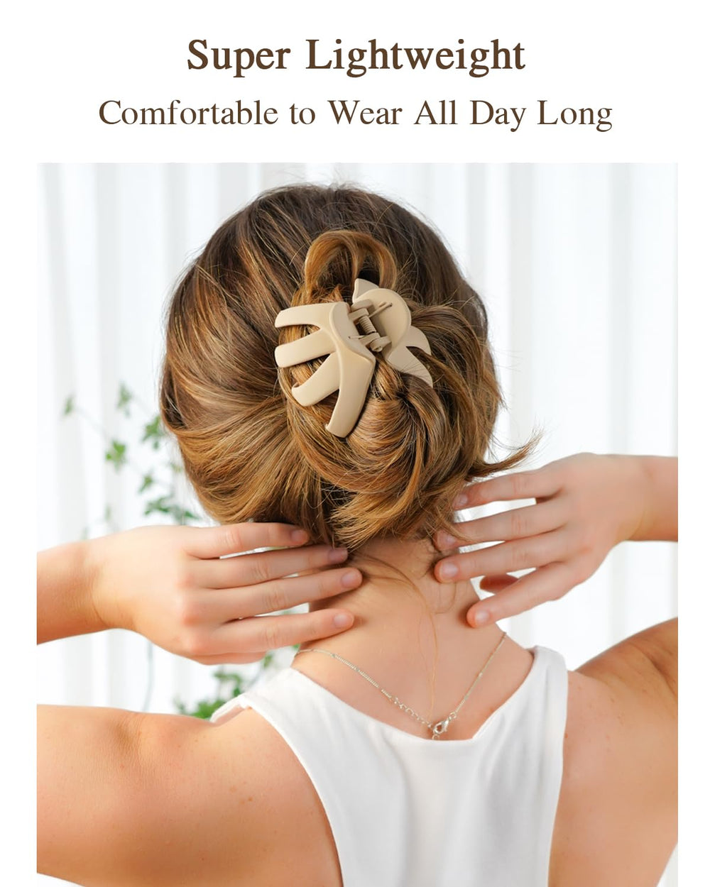 MAORULU clip holding a high bun illustrating quick styling and secure control