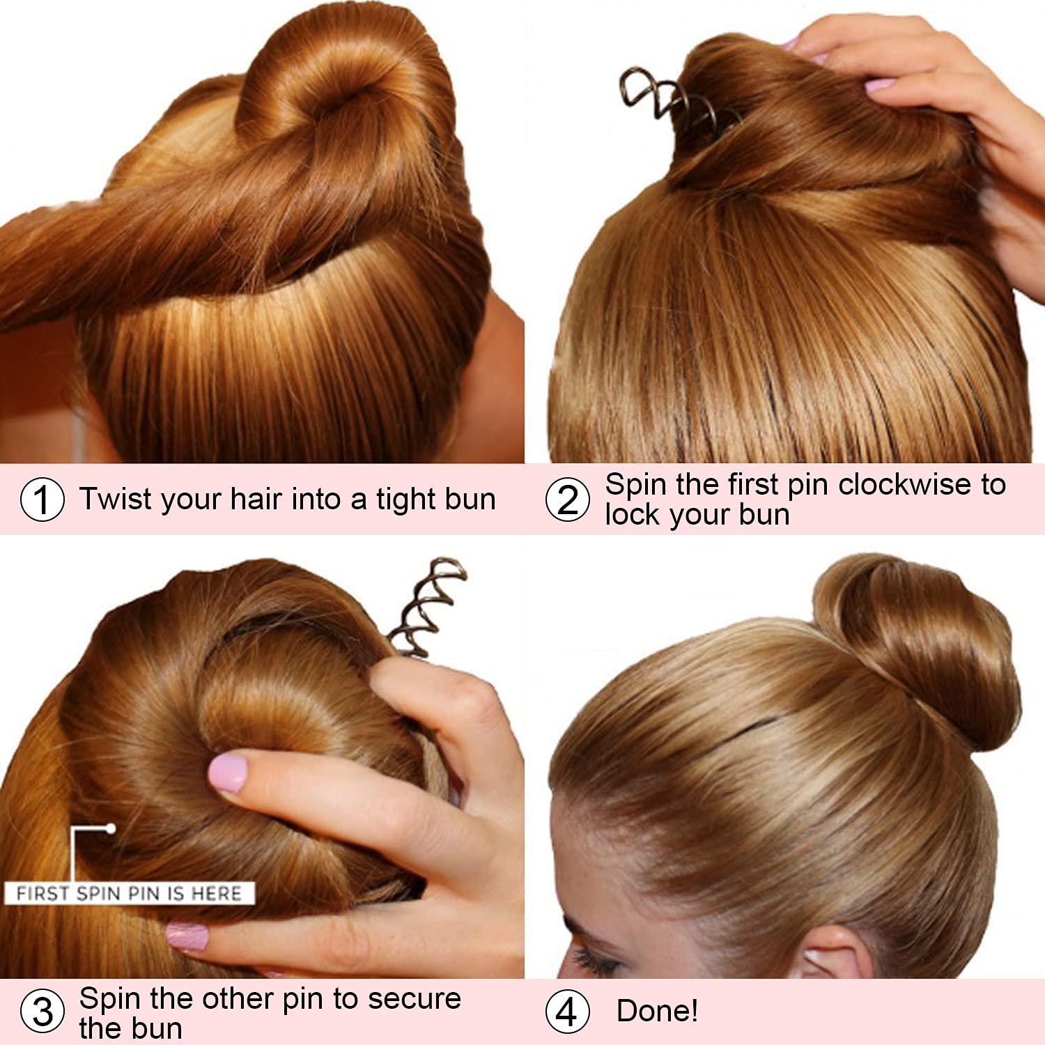 MAORULU pins securing a neat bun for all-day hold and tidy styling
