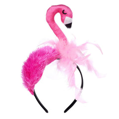 MAOTTIE flamingo headband front view showcasing playful pink design and festive look