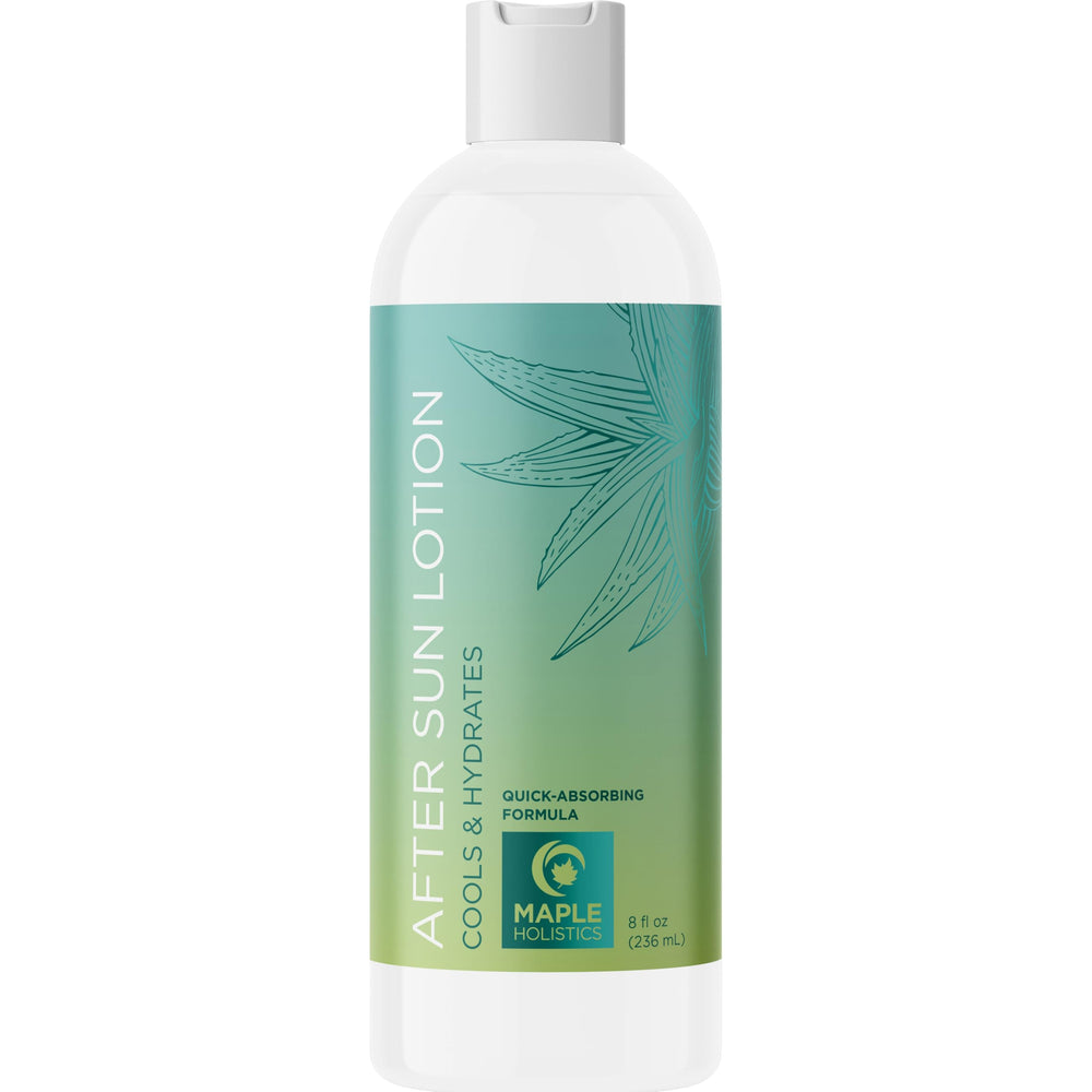 Maple Holistics front packaging showing cooling after sun lotion benefits