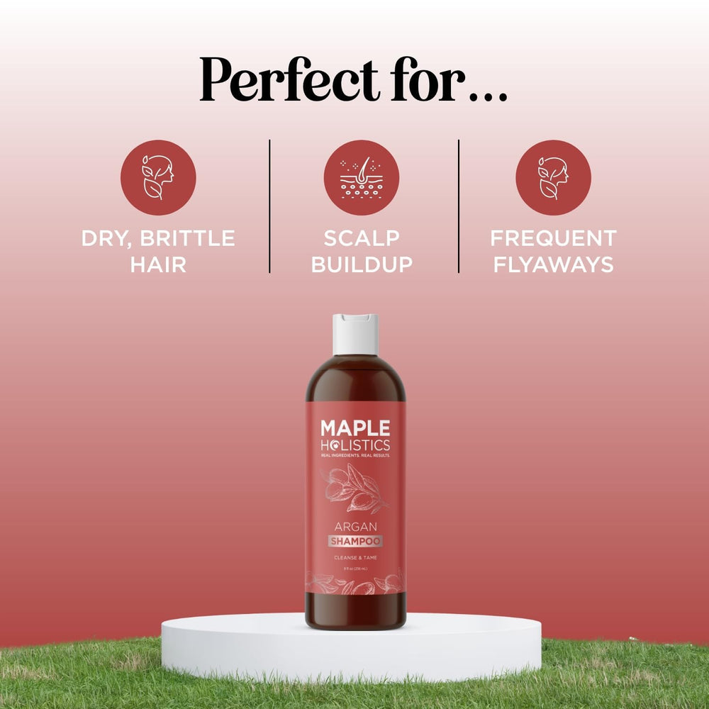 Maple Holistics bottle in hand for size comparison and portability benefit