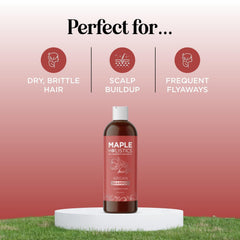 Maple Holistics bottle in hand for size comparison and portability benefit