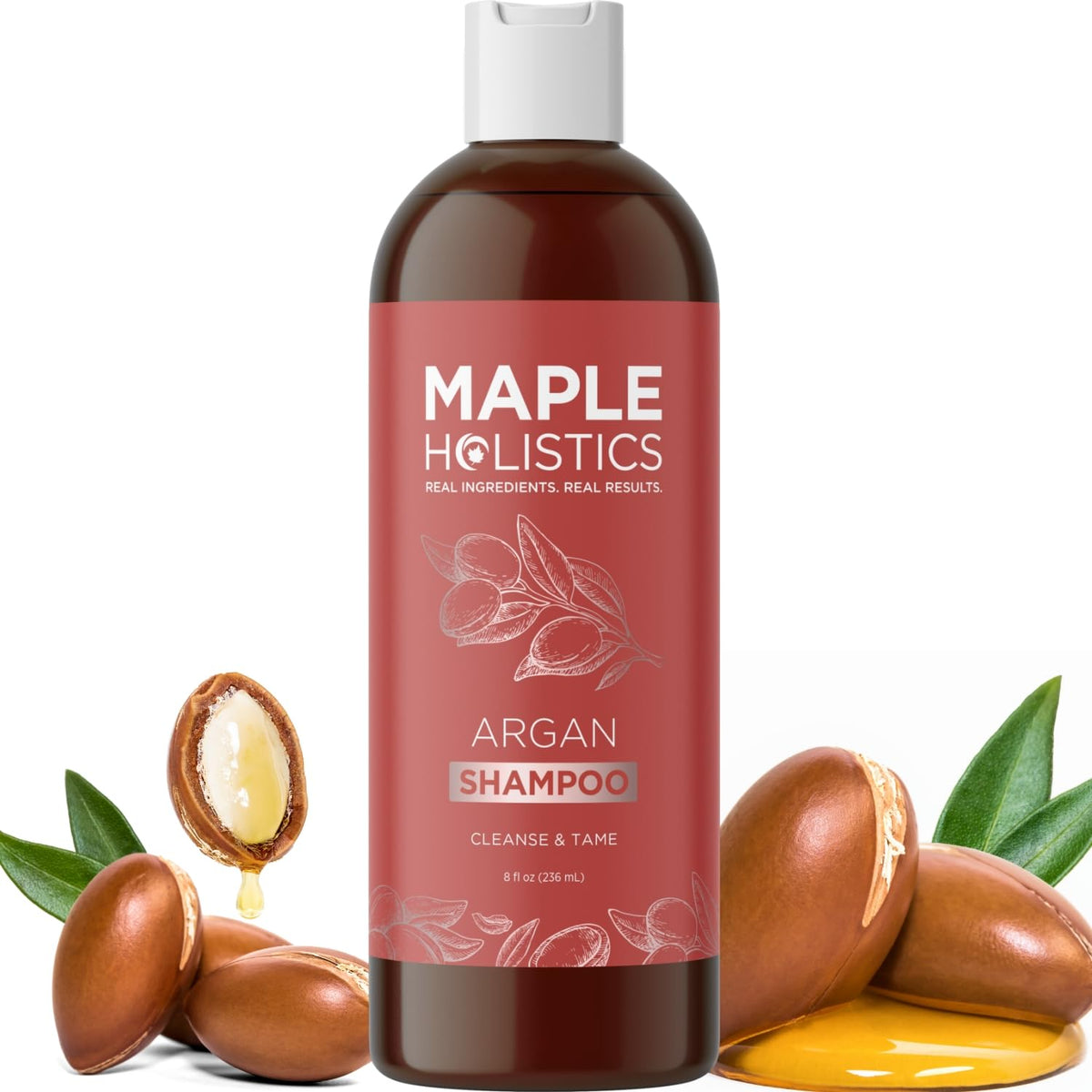 Maple Holistics front bottle view showing labeling and moisturizing benefits