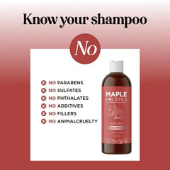 Maple Holistics shampoo being used in shower to demonstrate gentle cleansing