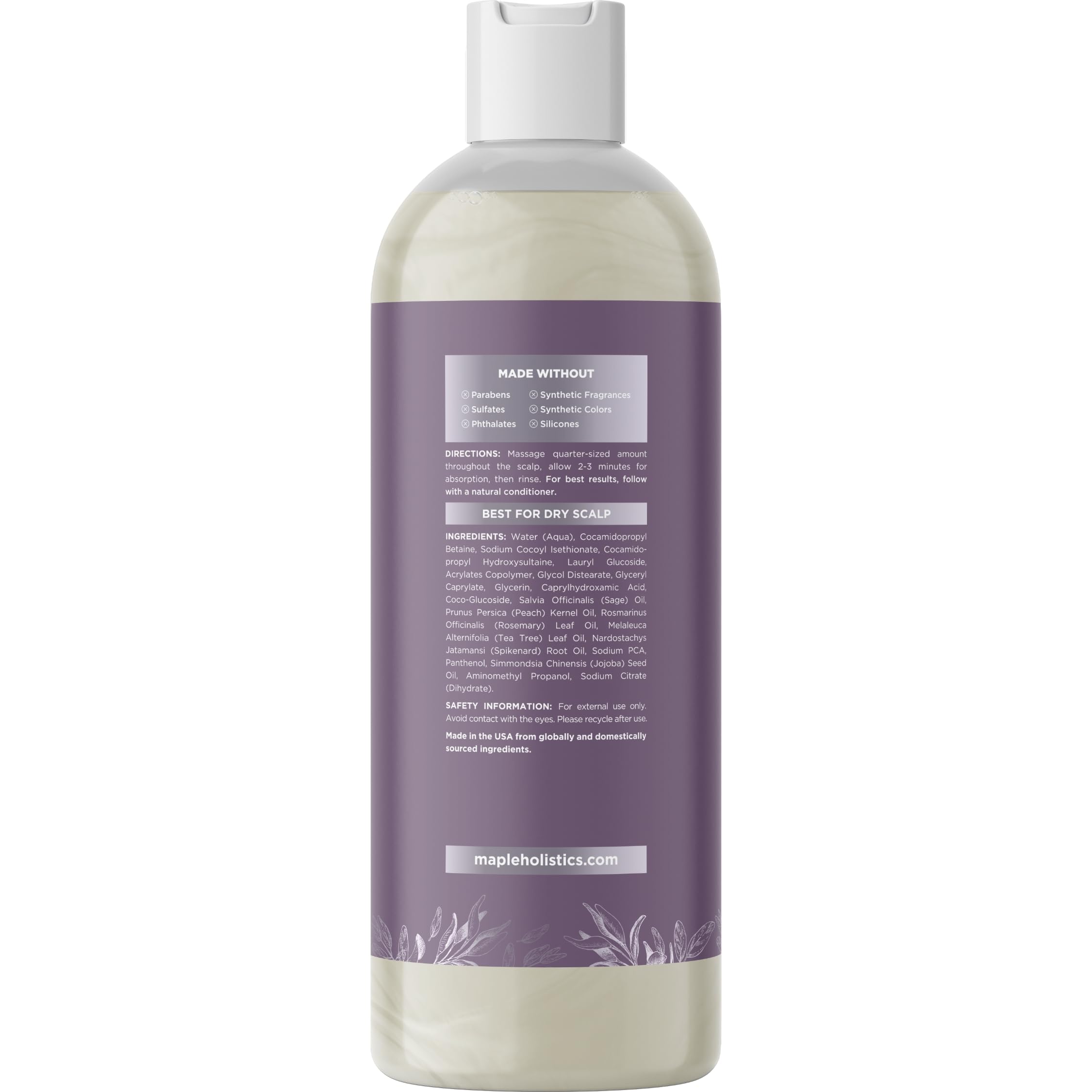 Maple Holistics bottle beside rosemary sprigs showing botanical formulation