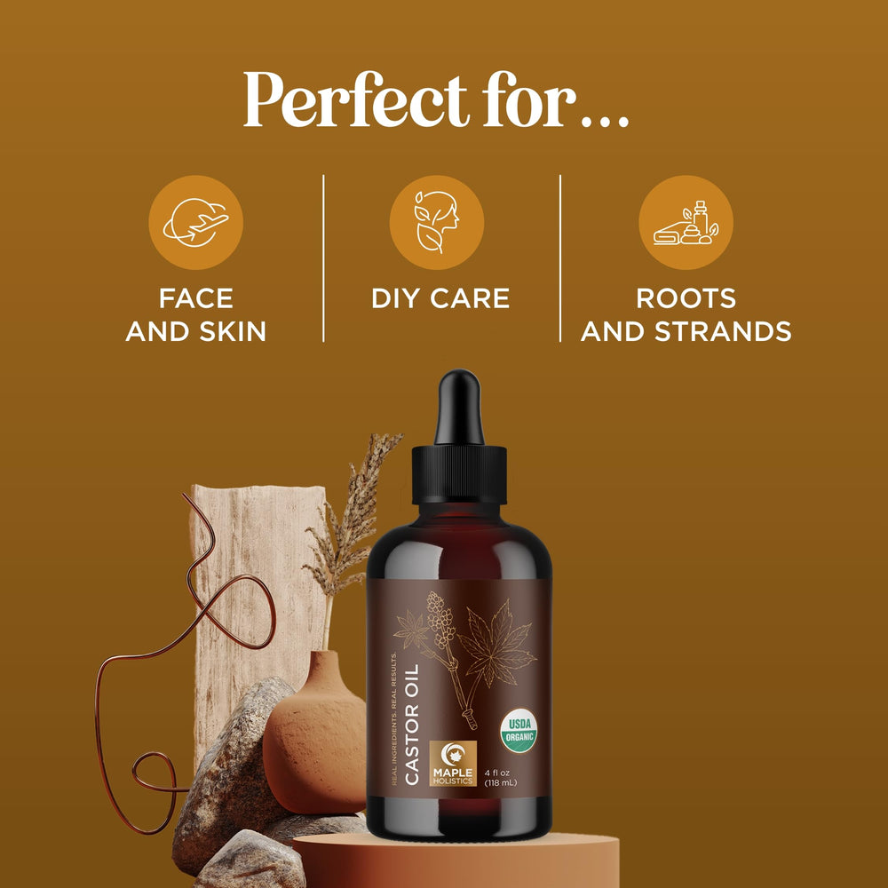 Maple Holistics castor oil pouring thick texture for deep conditioning benefit