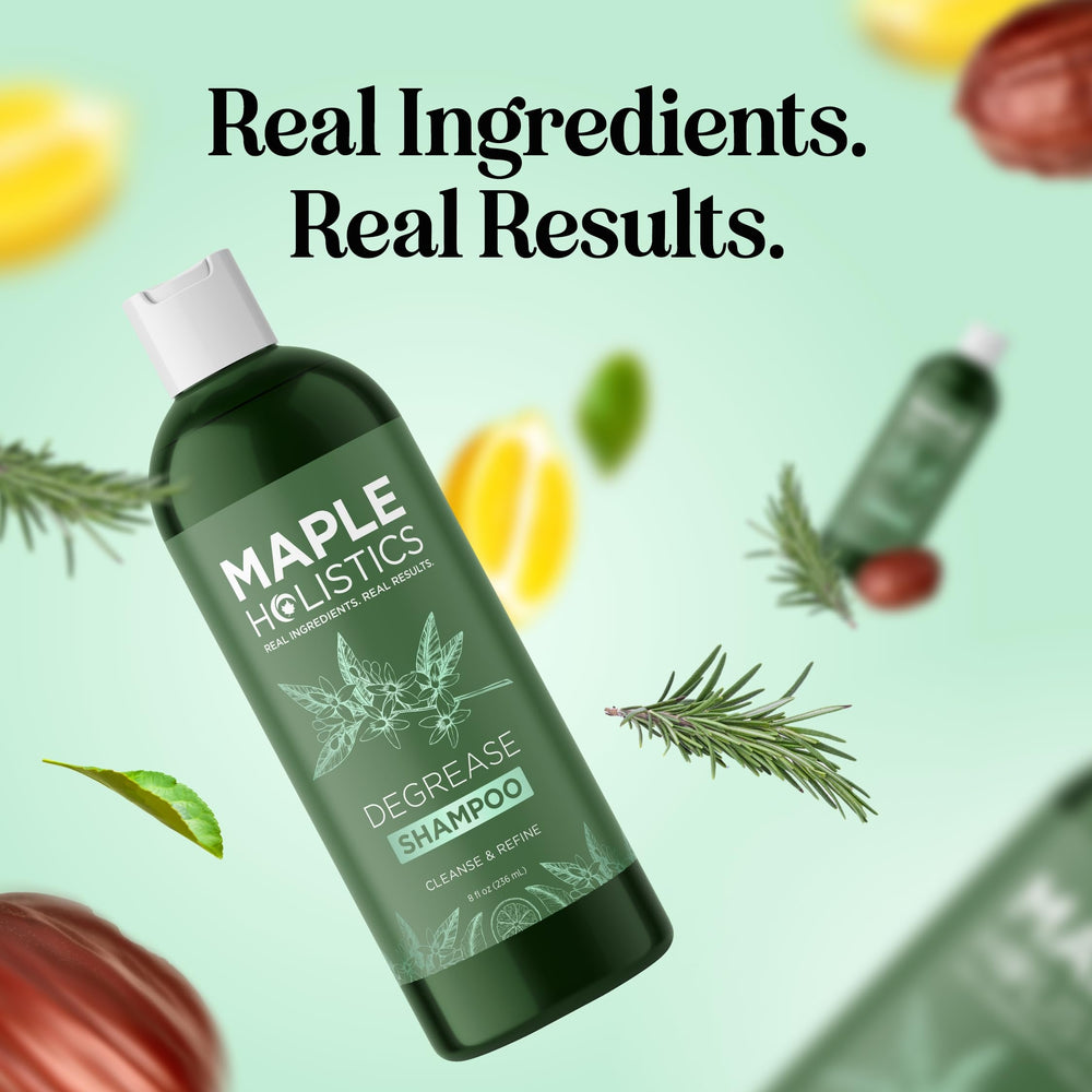 Maple Holistics before and after hair photo showing reduced buildup and lift