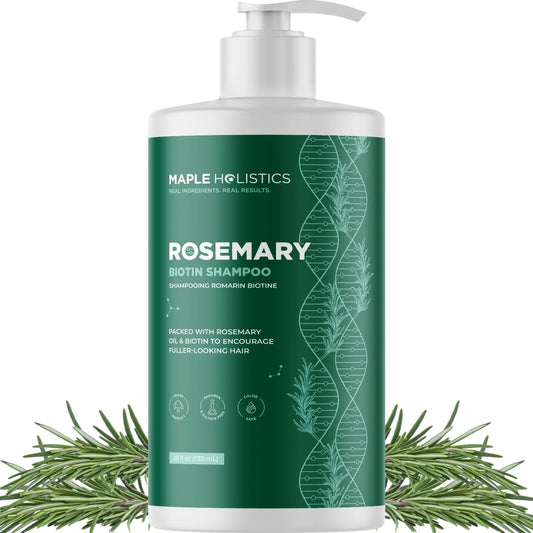 Maple Holistics front label on 25 fl oz bottle showing clear product benefits