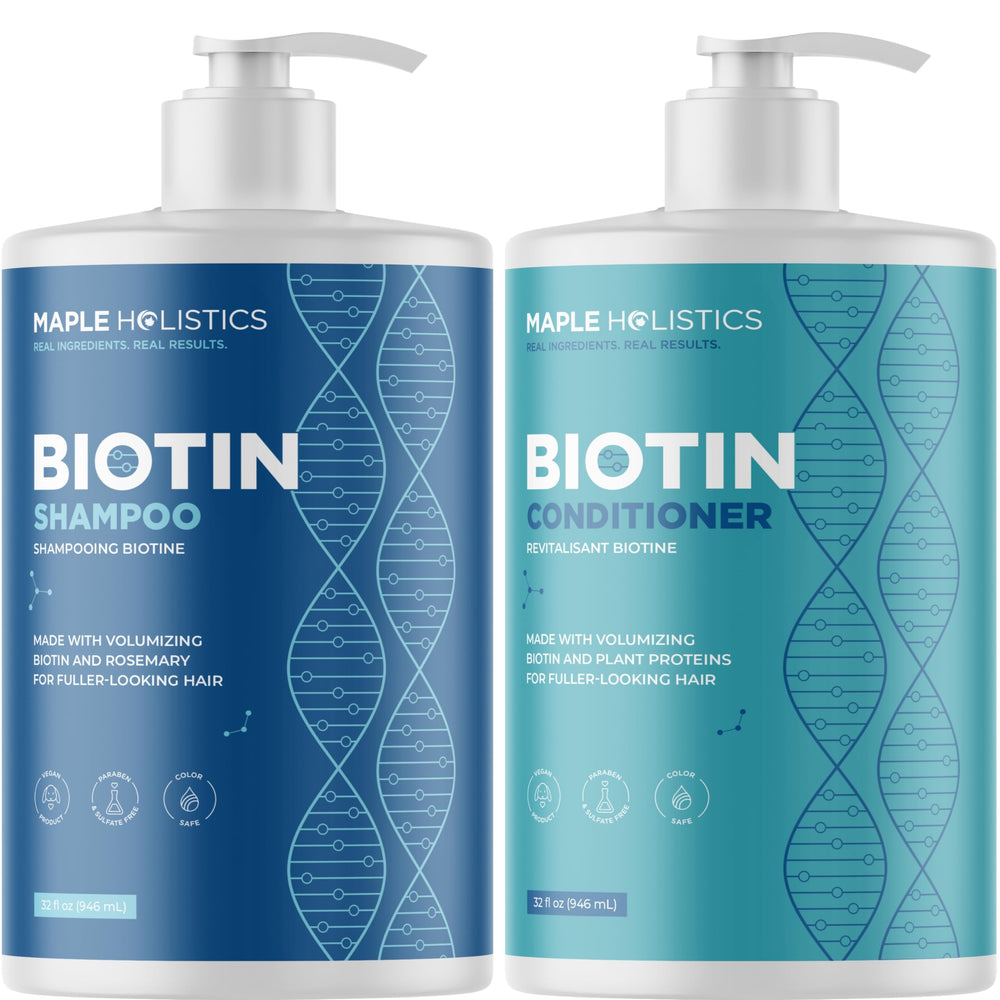 Maple Holistics front packaging showing rosemary biotin set for fuller hair